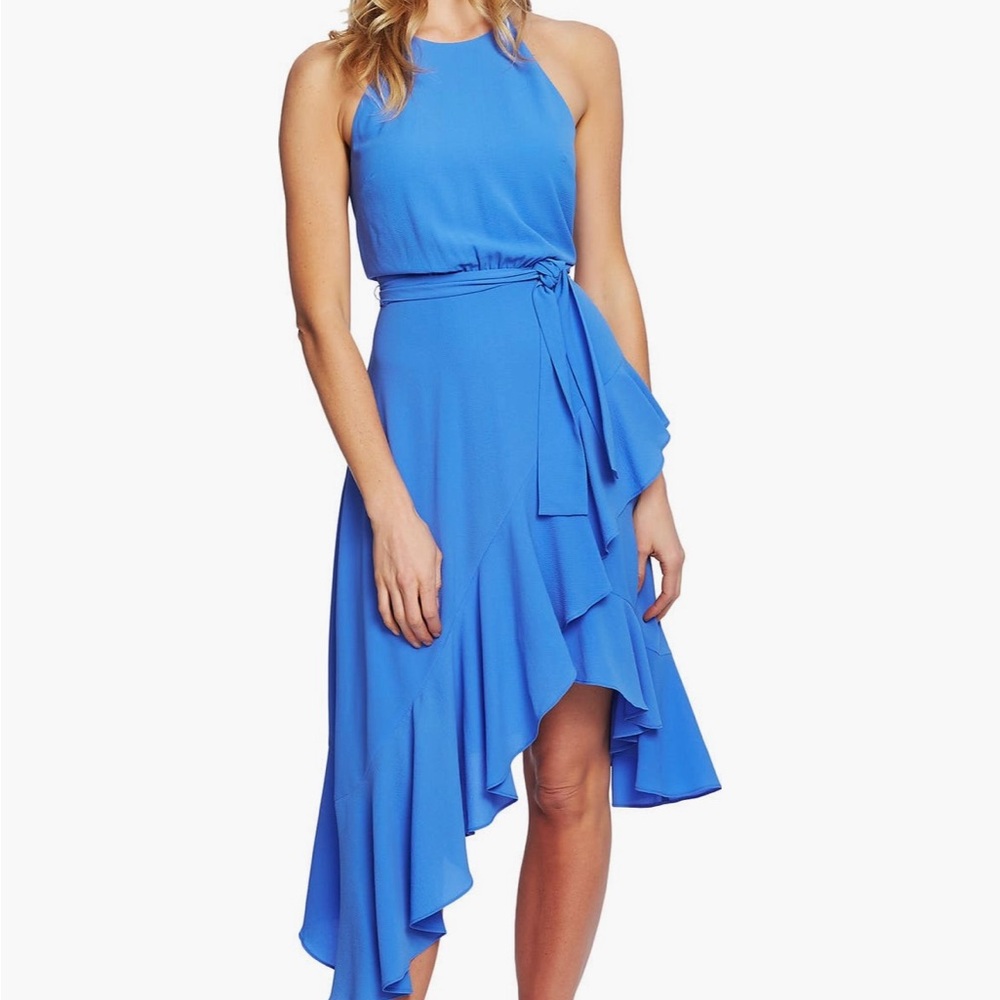 Cece Elegant Blue Sleeveless Dress